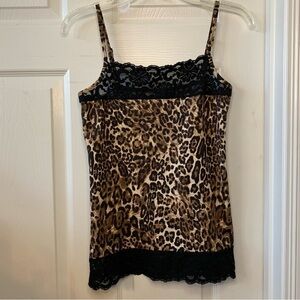BOUTIQUE ESSENTIALS leopard animal print camisole top lace spring summer fall